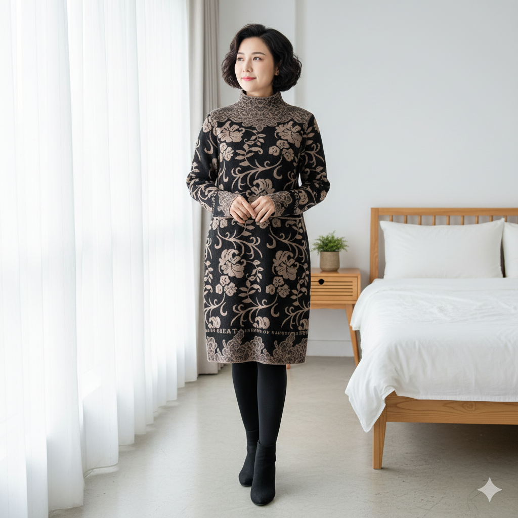 сукня альпака колір чорний + мокко