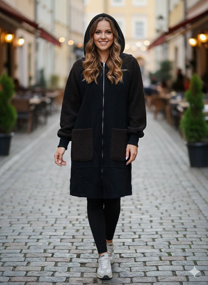 Кардиган
Розмір оверсайз ( ог від 90 до 120 см) тканина добре тягнеться
Теплий оверсайз кардиган з альпаки та тедді на замші — нереально м’який, зручний і дуже стильний.