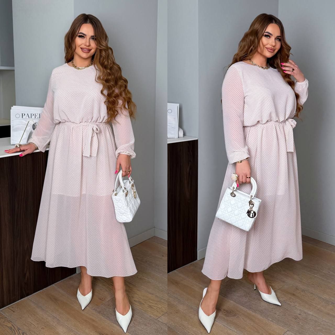 РОЗПРОДАЖ сукня шифон
Сукня  Мод № 8004
Тканина : шифон 
Довжина сукні   : 140 см.
Довжина рукава : 55 см.
Довга сукня з пишною спідницею, талія та рукав на резинці .
Артикул: GARNA-147885