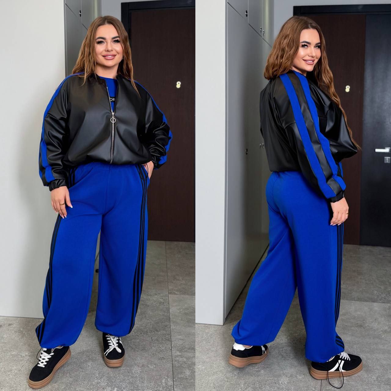 Новинка Куртка екошкіра
Тканина куртки  : якісна еко - шкіра  , підкладка  .
Довжина куртки  : 66 см. 
Довжина рукава : 72 
Куртка на блискавці , рукав з ломпасом , низ на фіксаторі , на  підкладці
Артикул: GARNA-549103