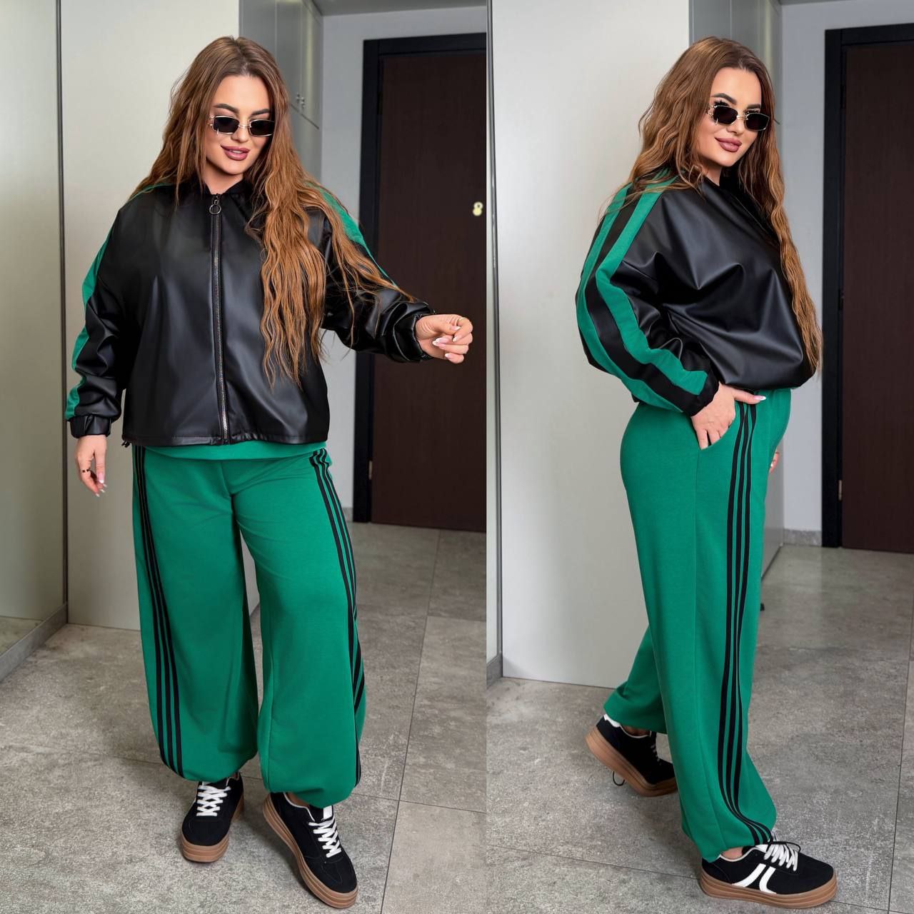 Новинка Куртка екошкіра
Тканина куртки  : якісна еко - шкіра  , підкладка  .
Довжина куртки  : 66 см. 
Довжина рукава : 72 
Куртка на блискавці , рукав з ломпасом , низ на фіксаторі , на  підкладці
Артикул: GARNA-973843