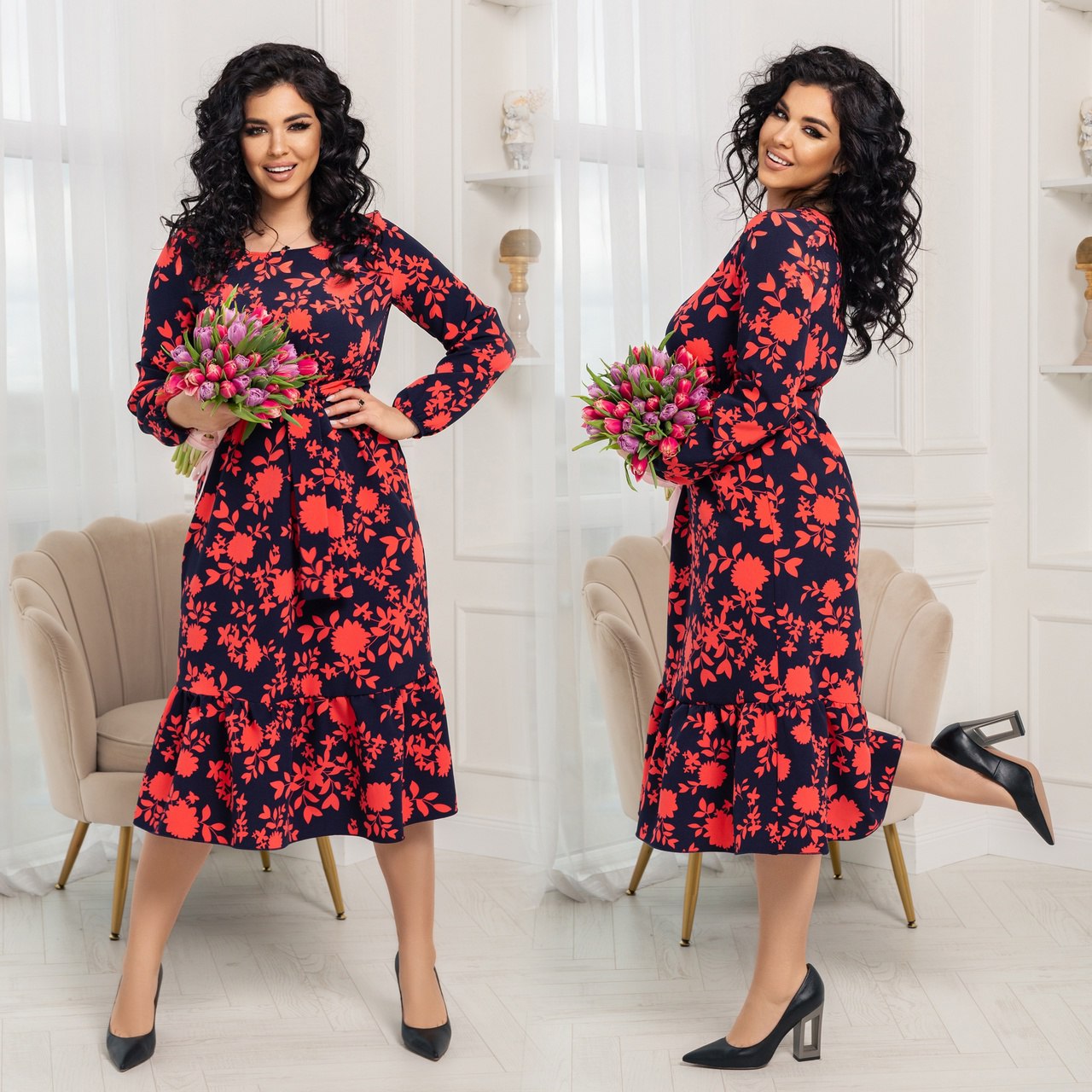 Знижки Сукня крепкостюмка
Сукня 
Модель № 7276
Розмір : під фото
Тканина : креп - костюмка  
Довжина сукні : 118 см.
Довжина рукава : 66 см.
Стильна , елегантна сукня . Тканина приємна на дотик , високої якості , не кашлатиться . Спідниця сукні пишного покрою , талія на резинці ,рукав на резинці ,пояс йде в комплекті з основної тканини .
Артикул: GARNA-407126