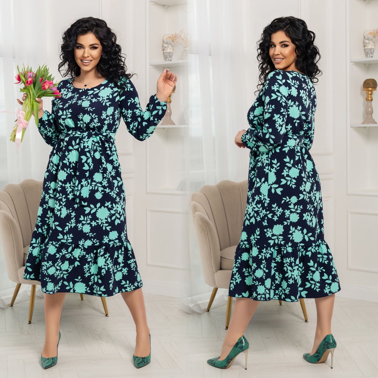 Знижки Сукня крепкостюмка
Сукня 
Модель № 7276
Розмір : під фото
Тканина : креп - костюмка  
Довжина сукні : 118 см.
Довжина рукава : 66 см.
Стильна , елегантна сукня . Тканина приємна на дотик , високої якості , не кашлатиться . Спідниця сукні пишного покрою , талія на резинці ,рукав на резинці ,пояс йде в комплекті з основної тканини .
Артикул: GARNA-724984