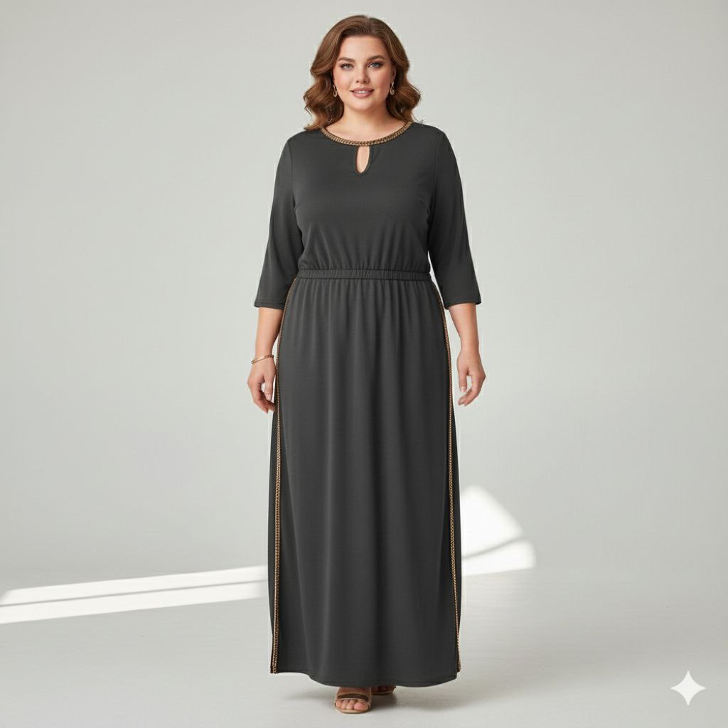 Знижки Сукня трикотаж
Сукня максі французський трикотаж,з карманами,оздоблена ланцюжками по горловині і боковим швам,талія на резинці
Артикул: GARNA-318007